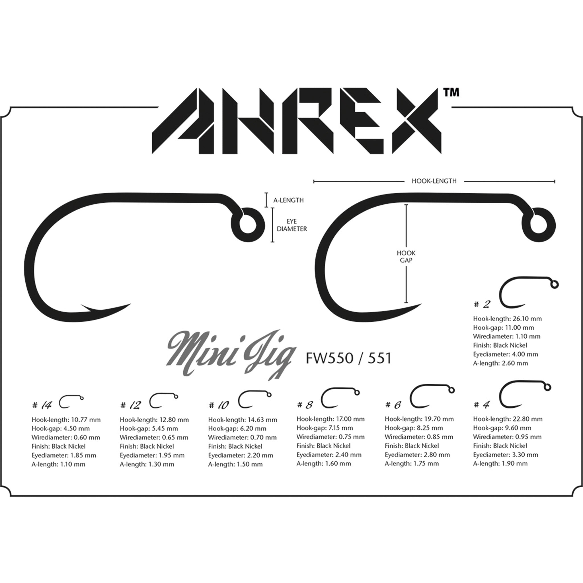 Ahrex FW550 Mini Jig Hooks
