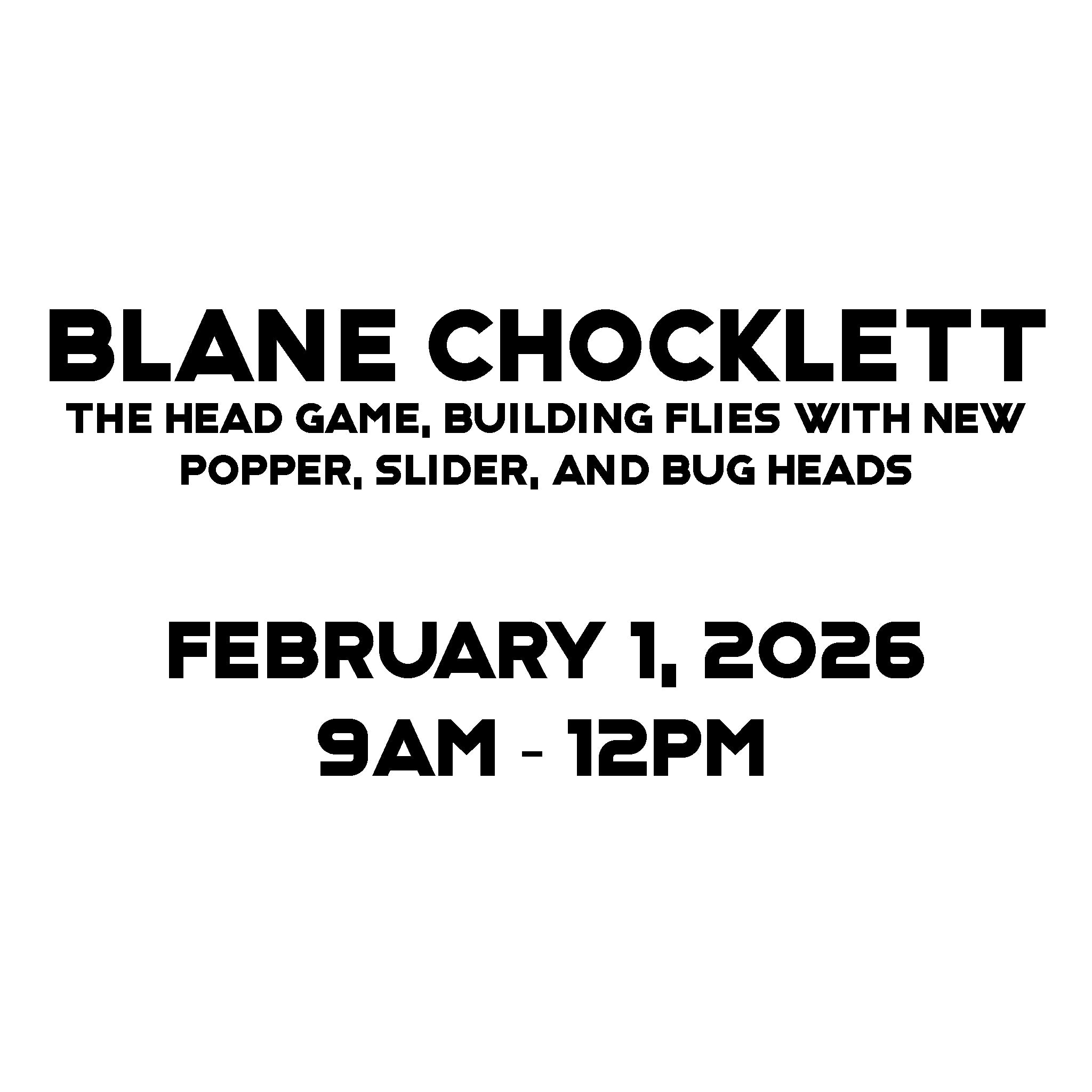 Bobbin the Hood 2026 Blane Chocklett The Head Game 9am-12pm