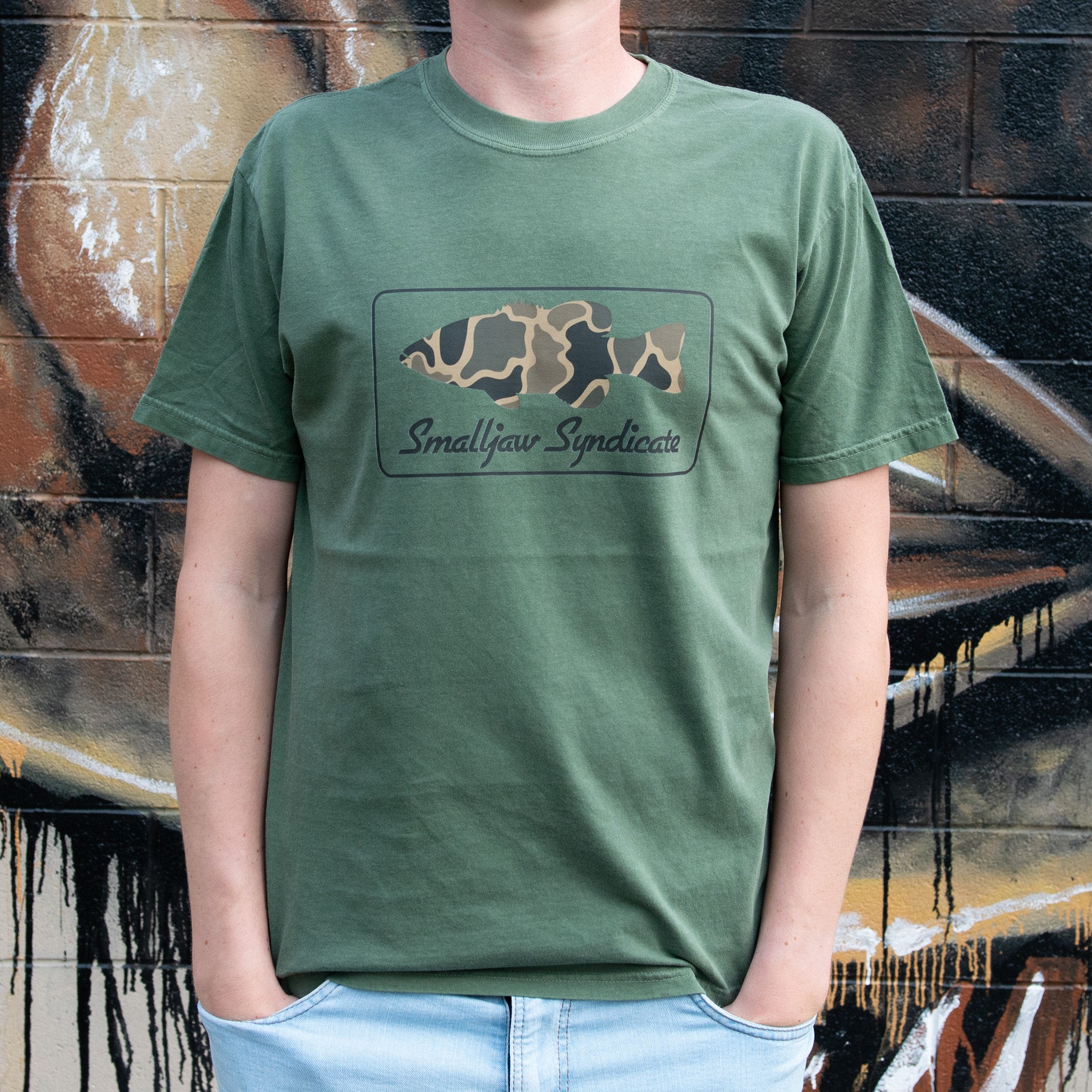 Smalljaw Syndicate Duck Camo Logo Moss T-Shirt